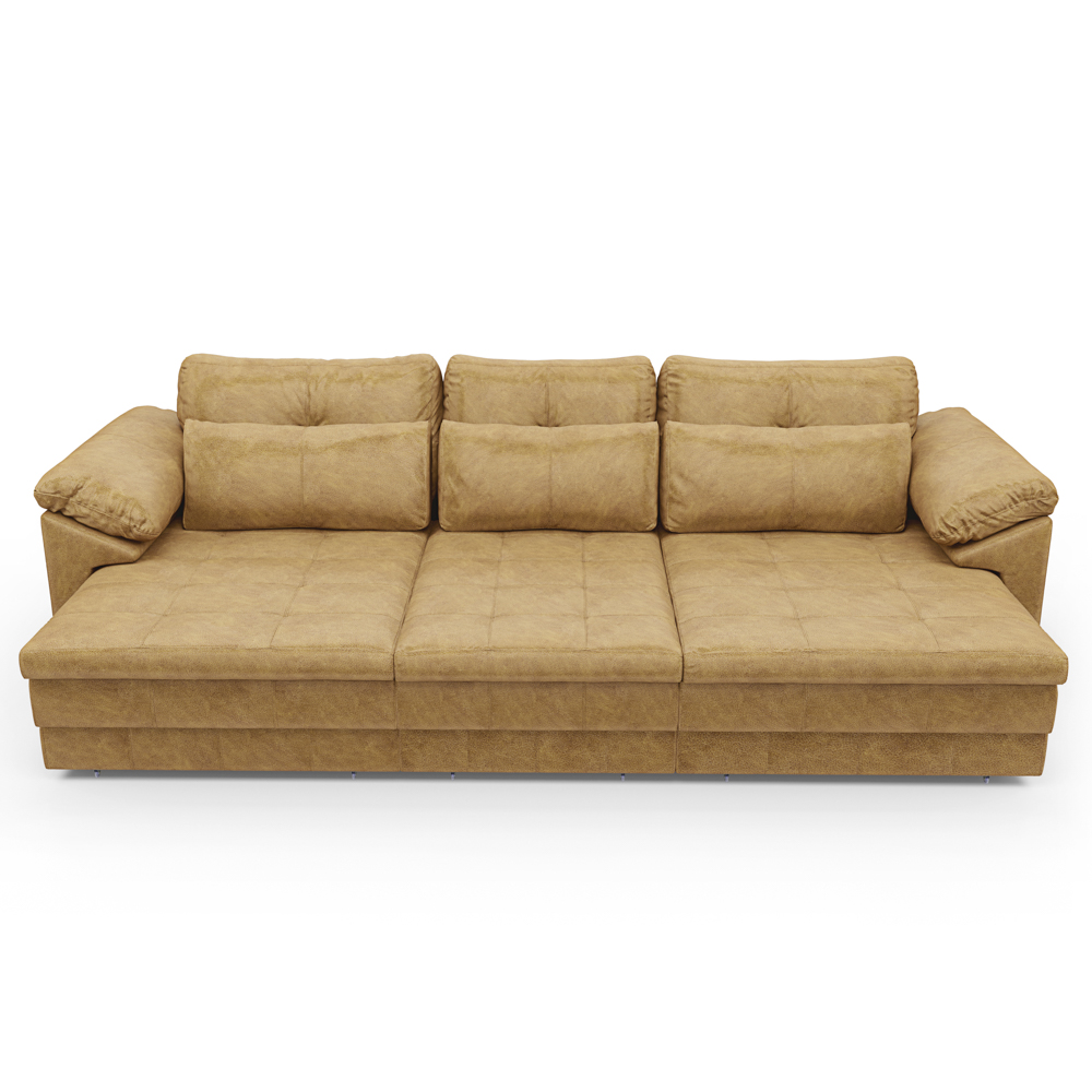 Sofá Retrátil 3 Lugares Para Sala 297cm Dijon Couro Bege S07 - Mpozenato
