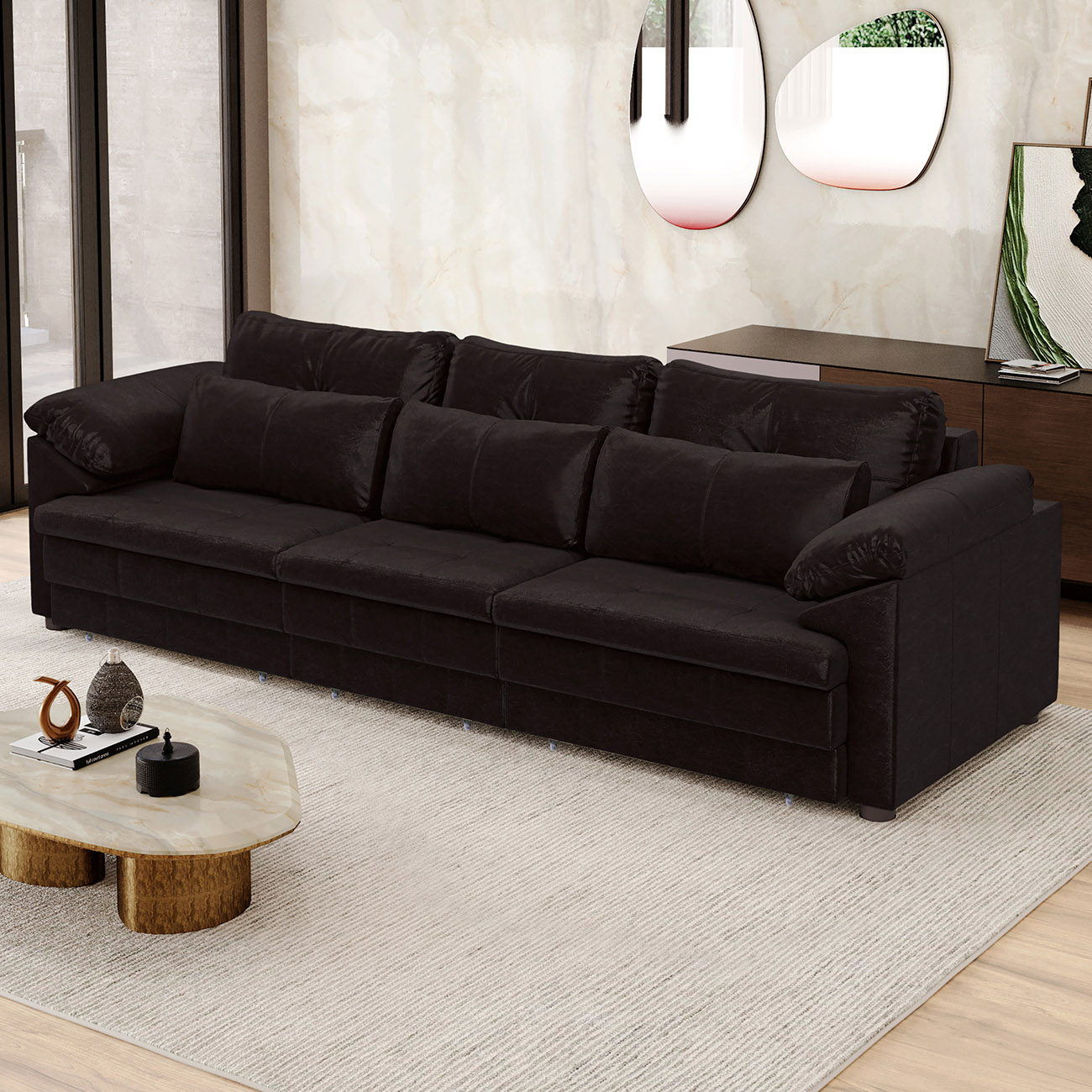 Sofá Retrátil 3 Lugares Para Sala 297cm Dijon Couro Bordô S07 - Mpozenato