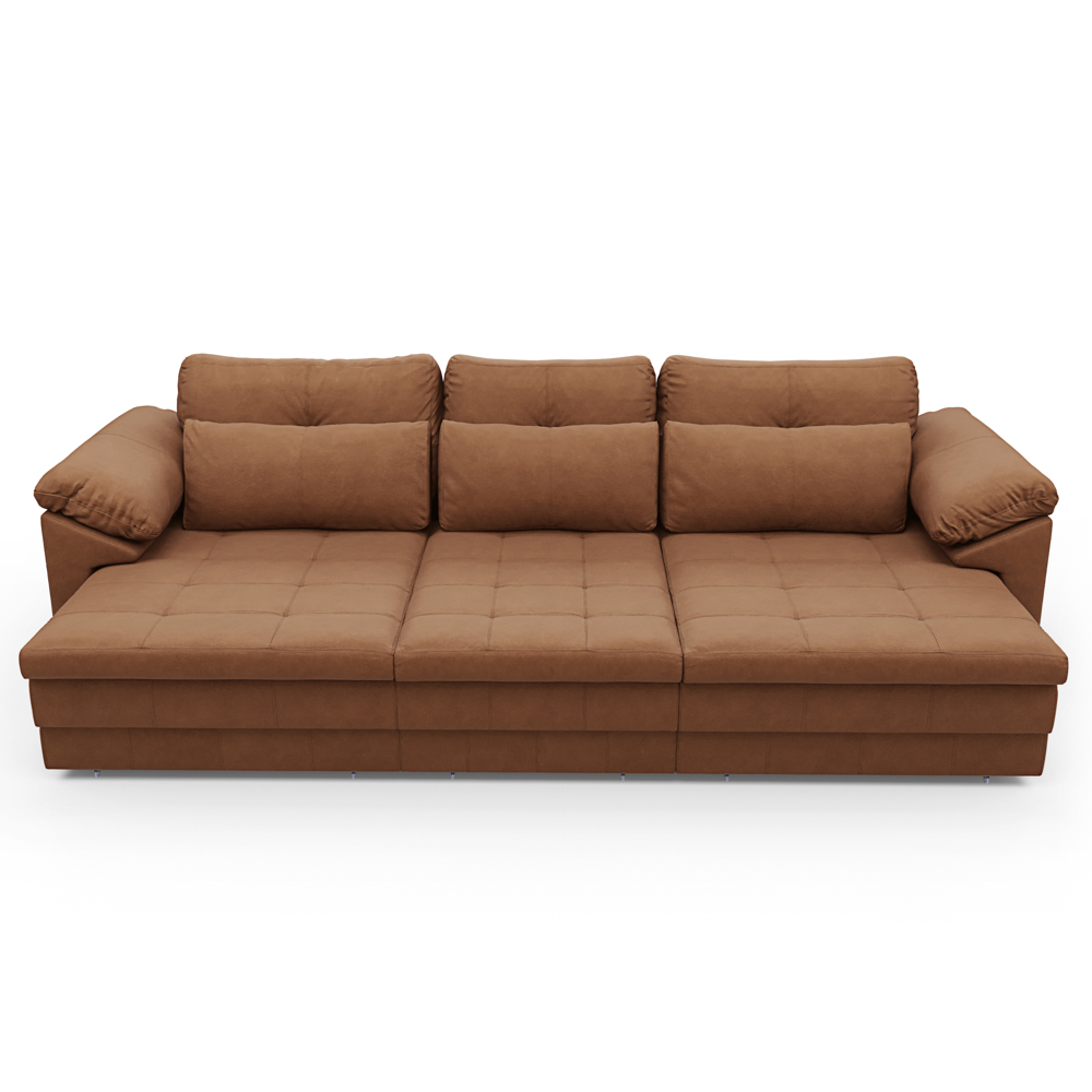 Sofá Retrátil 3 Lugares Para Sala 297cm Dijon Couro Mel S07 - Mpozenato
