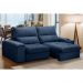 Sofá Retrátil 3 Lugares com Porta Copo 210cm Andes F05 Veludo Azul - Mpozenato