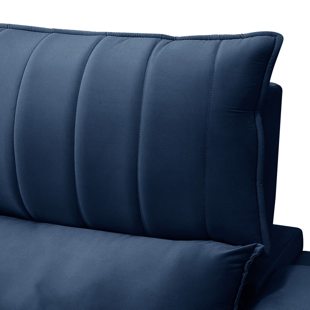 Sofá Retrátil 3 Lugares com Porta Copo 210cm Andes F05 Veludo Azul - Mpozenato