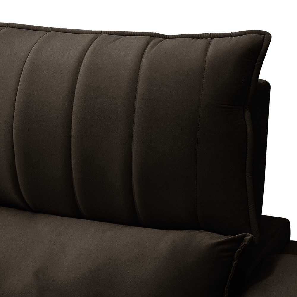 Sofá Retrátil 3 Lugares com Porta Copo 210cm Andes F05 Veludo Marrom Escuro - Mpozenato