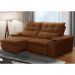 Sofá Retrátil 3 Lugares com Porta Copo 210cm Malta F05 Veludo Terracota - Mpozenato