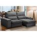 Sofá Retrátil 3 Lugares com Porta Copo 230cm Andes F05 Veludo Grafite - Mpozenato