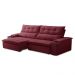 Sofá Retrátil 3 Lugares com Porta Copo 230cm Malta F05 Veludo Bordô - Mpozenato