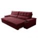 Sofá Retrátil 3 Lugares com Porta Copo 230cm Malta F05 Veludo Bordô - Mpozenato