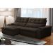 Sofá Retrátil 3 Lugares com Porta Copo 230cm Malta F05 Veludo Marrom Escuro - Mpozenato