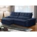 Sofá Retrátil 3 Lugares com Porta Copo 250cm Malta F05 Veludo Azul - Mpozenato
