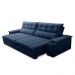 Sofá Retrátil 3 Lugares com Porta Copo 250cm Malta F05 Veludo Azul - Mpozenato