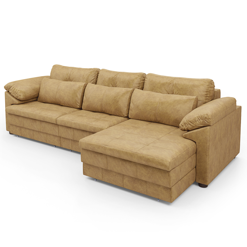 Sofá Retrátil 4 Lugares Para Sala 332cm Dijon Couro Bege S07 - Mpozenato