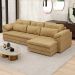 Sofá Retrátil 4 Lugares Para Sala 332cm Dijon Couro Bege S07 - Mpozenato