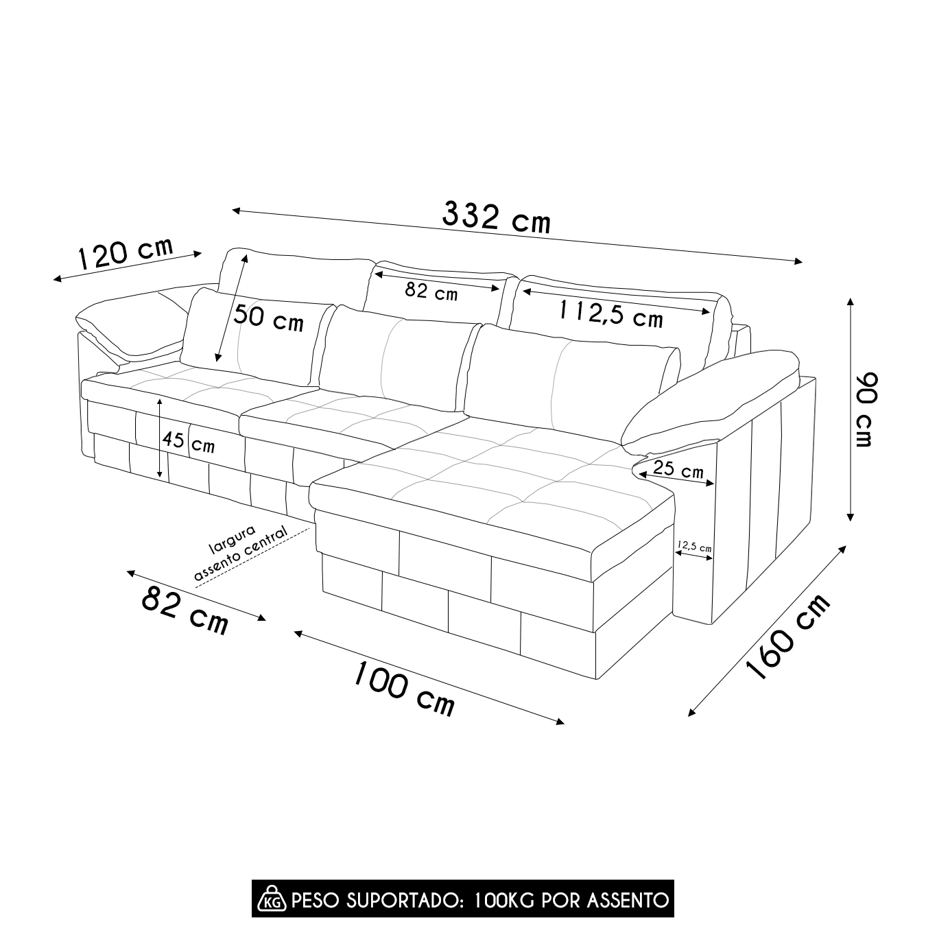 Sofá Retrátil 4 Lugares Para Sala 332cm Dijon Couro Caramelo S07 - Mpozenato