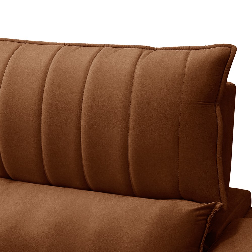Sofá Retrátil 4 Lugares com Porta Copo 280cm Andes F05 Veludo Terracota - Mpozenato