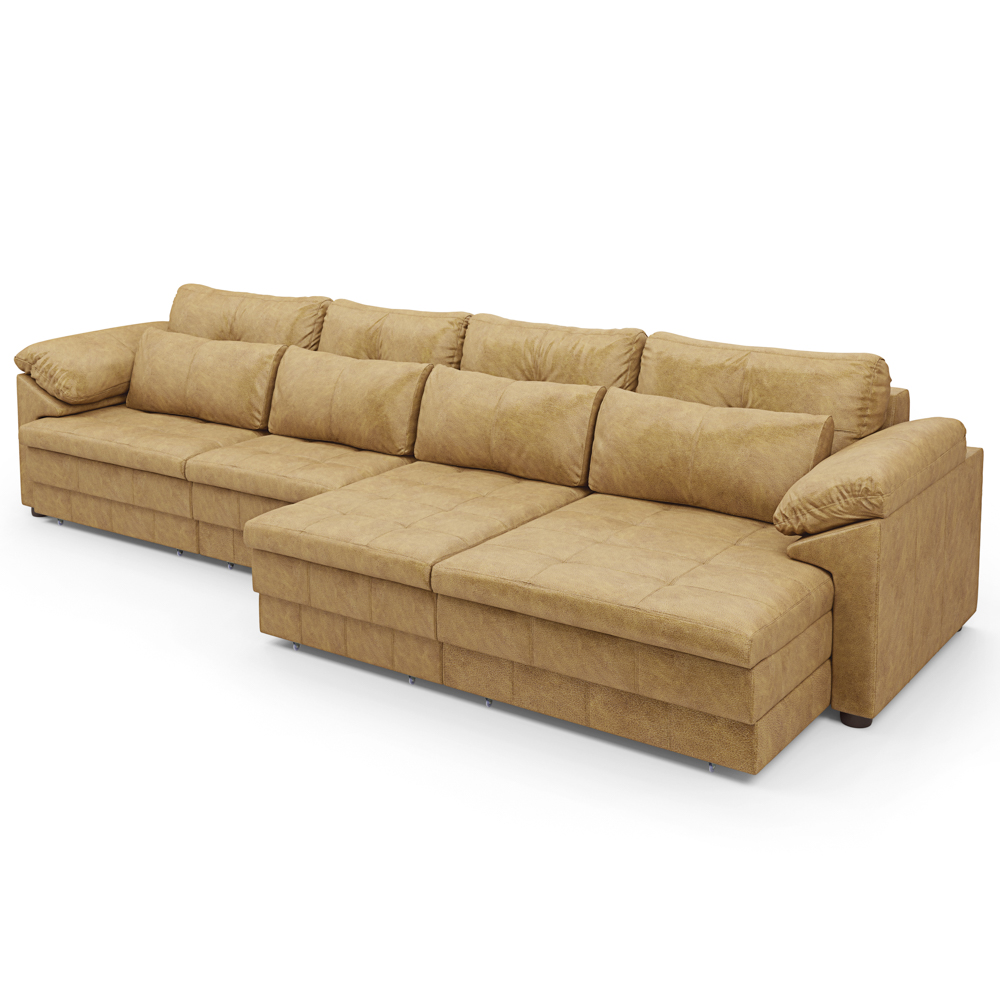 Sofá Retrátil 5 Lugares Para Sala 414cm Dijon Couro Bege S07 - Mpozenato
