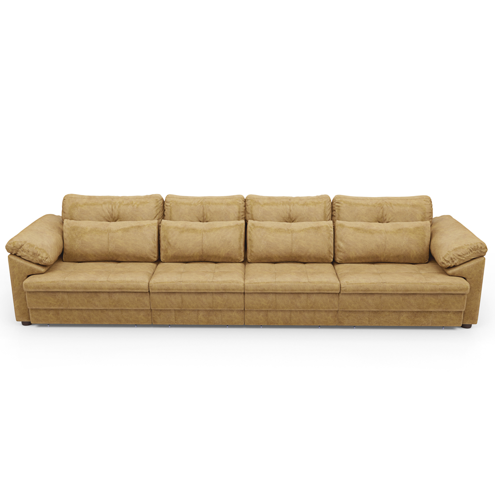 Sofá Retrátil 5 Lugares Para Sala 414cm Dijon Couro Bege S07 - Mpozenato