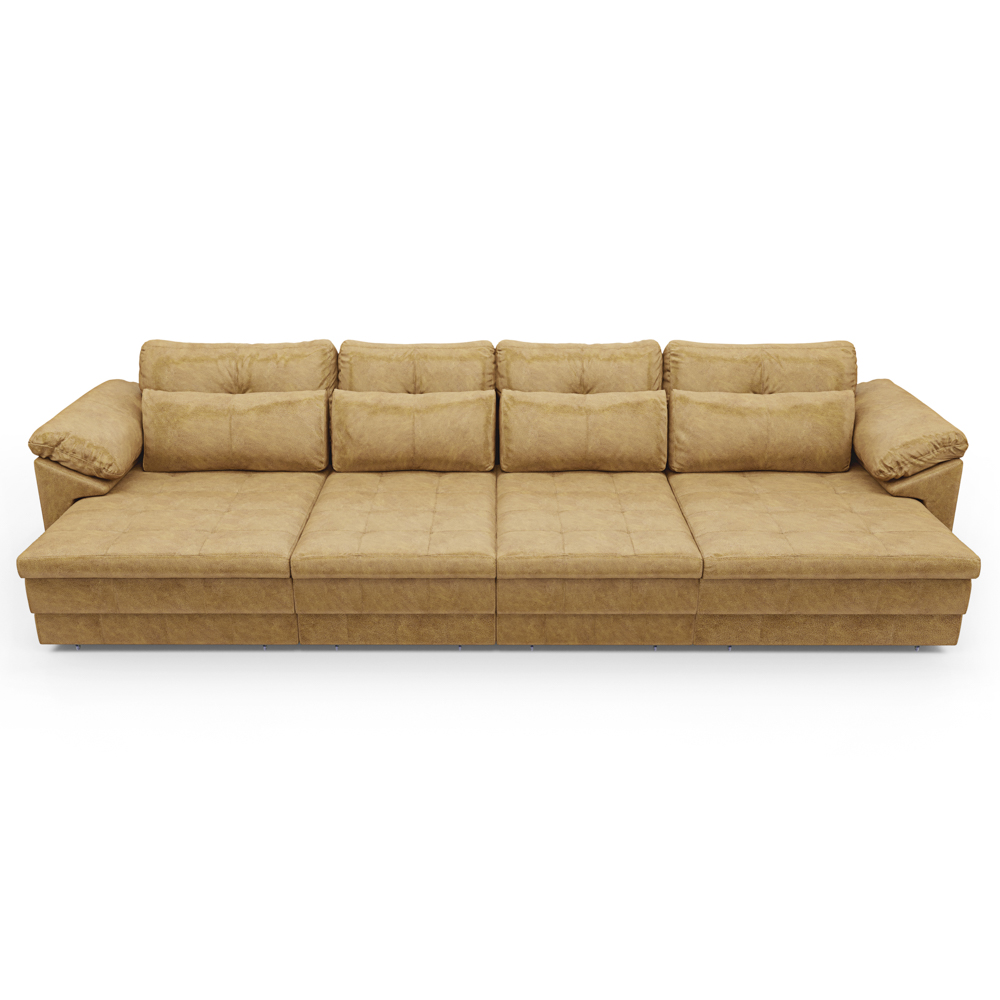 Sofá Retrátil 5 Lugares Para Sala 414cm Dijon Couro Bege S07 - Mpozenato
