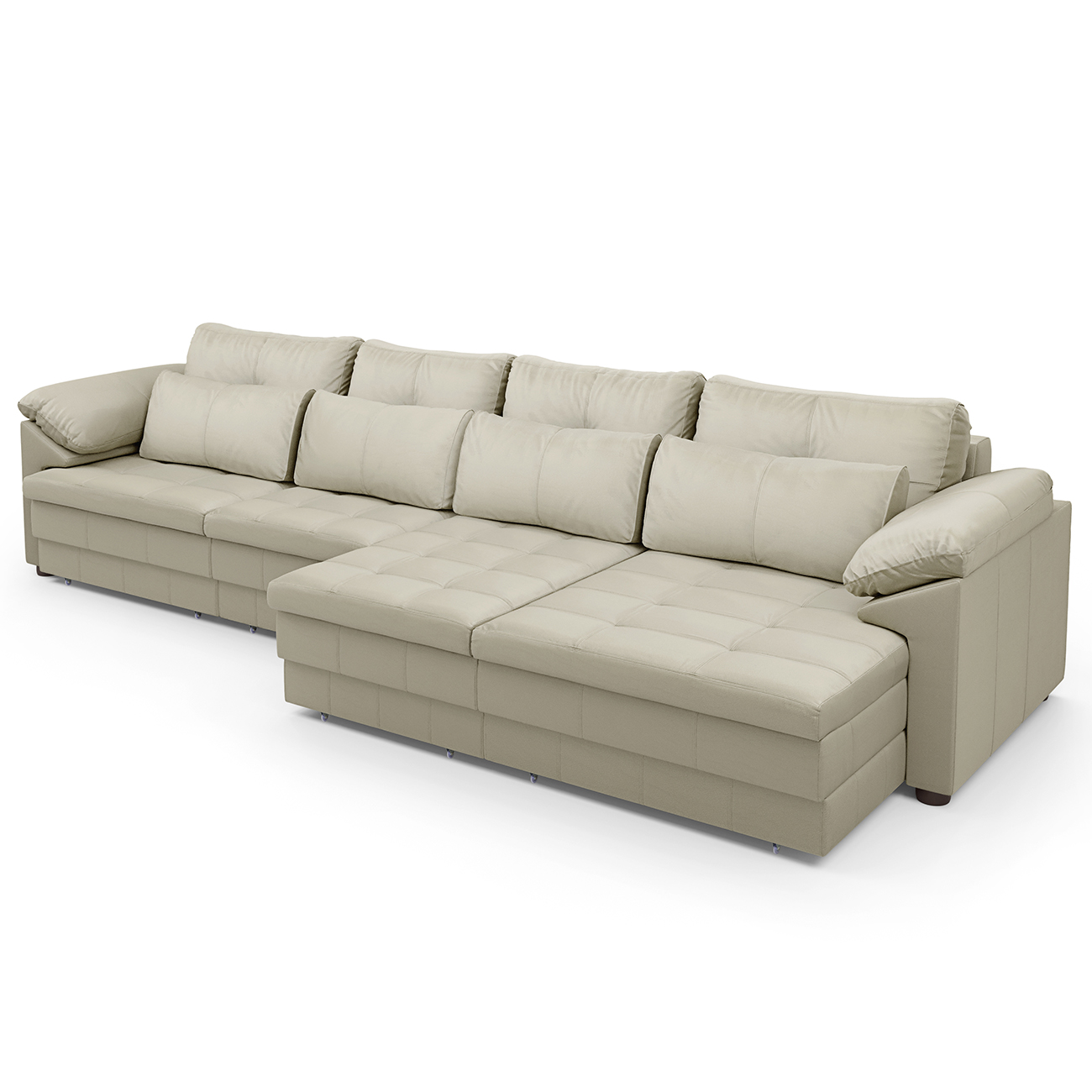 Sofá Retrátil 5 Lugares Para Sala 414cm Dijon Couro Creme S07 - Mpozenato