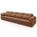Sofá Retrátil 5 Lugares Para Sala 414cm Dijon Couro Mel S07 - Mpozenato