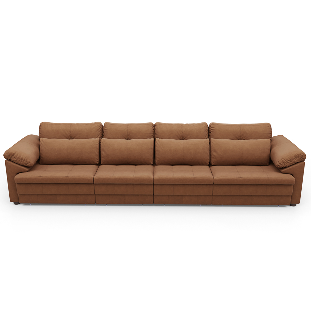 Sofá Retrátil 5 Lugares Para Sala 414cm Dijon Couro Mel S07 - Mpozenato