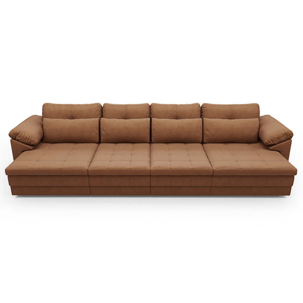 Sofá Retrátil 5 Lugares Para Sala 414cm Dijon Couro Mel S07 - Mpozenato