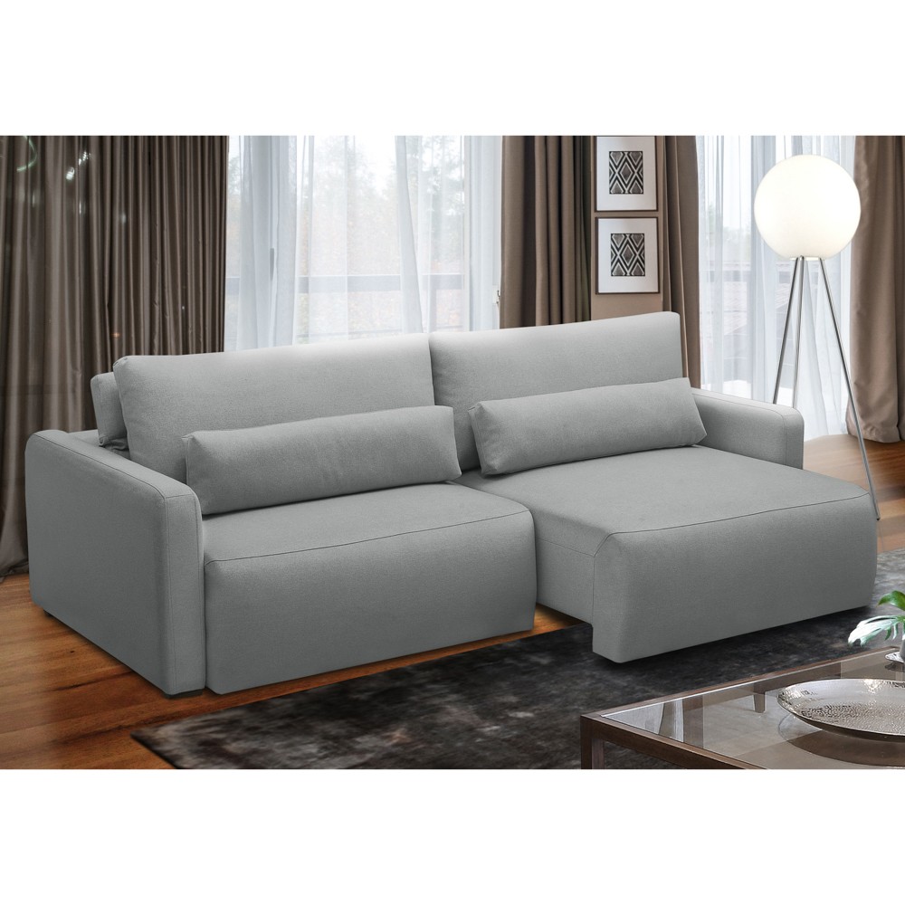 Sofá Retrátil Reclinável 210cm Sinna F05 Linho Cinza - Mpozenato