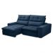 Sofá Retrátil Reclinável 3 Lugares 210cm Damy F05 Veludo Azul - Mpozenato