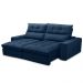 Sofá Retrátil Reclinável 3 Lugares 210cm Damy F05 Veludo Azul - Mpozenato