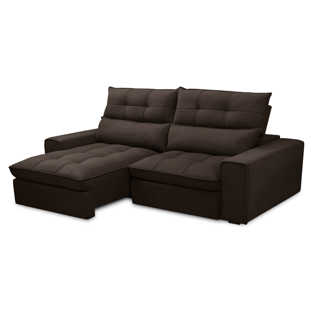 Sofá Retrátil Reclinável 3 Lugares 210cm Damy F05 Veludo Marrom Escuro - Mpozenato