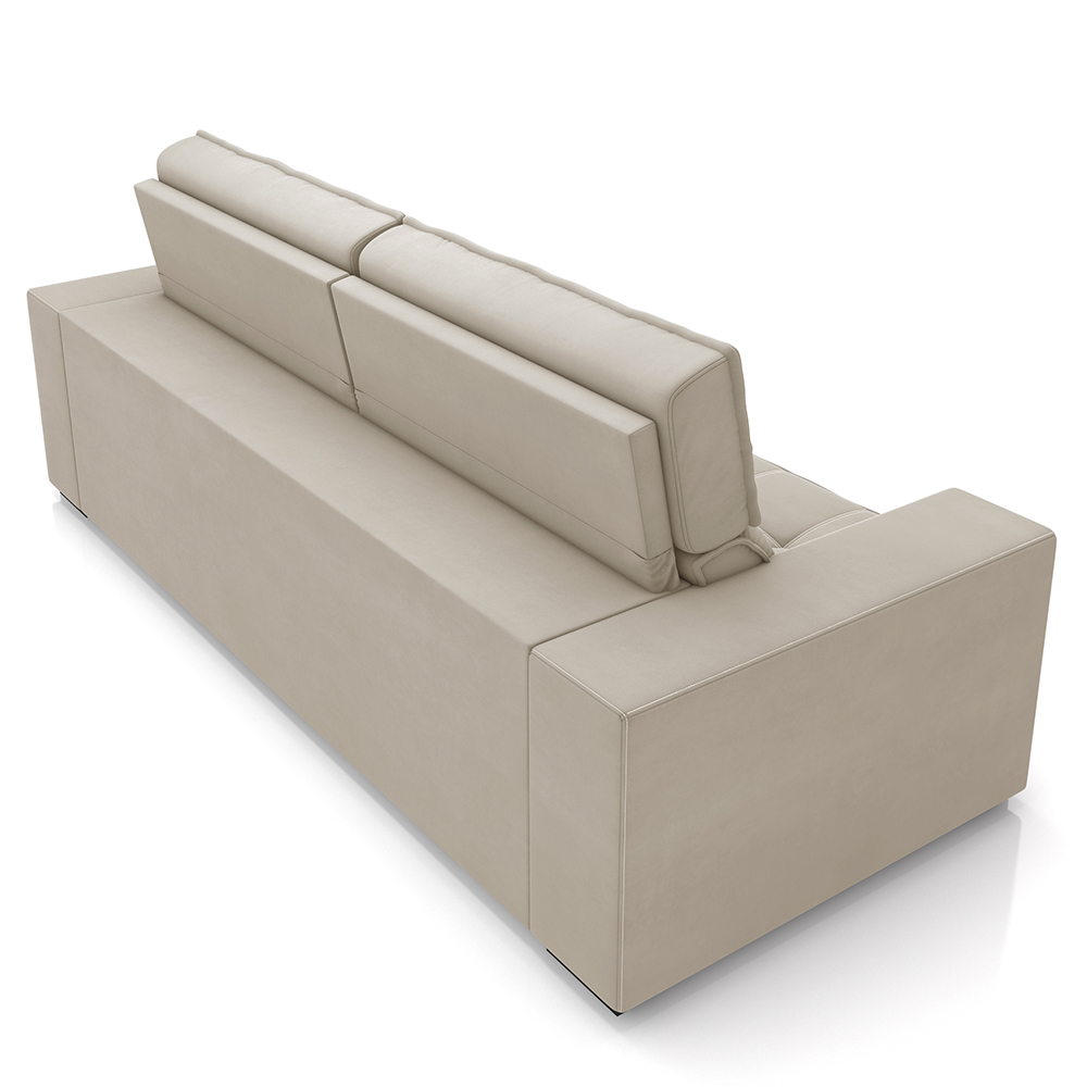 Sofá Retrátil Reclinável 3 Lugares 218cm Vick M22 Suede Bege - Mpozenato