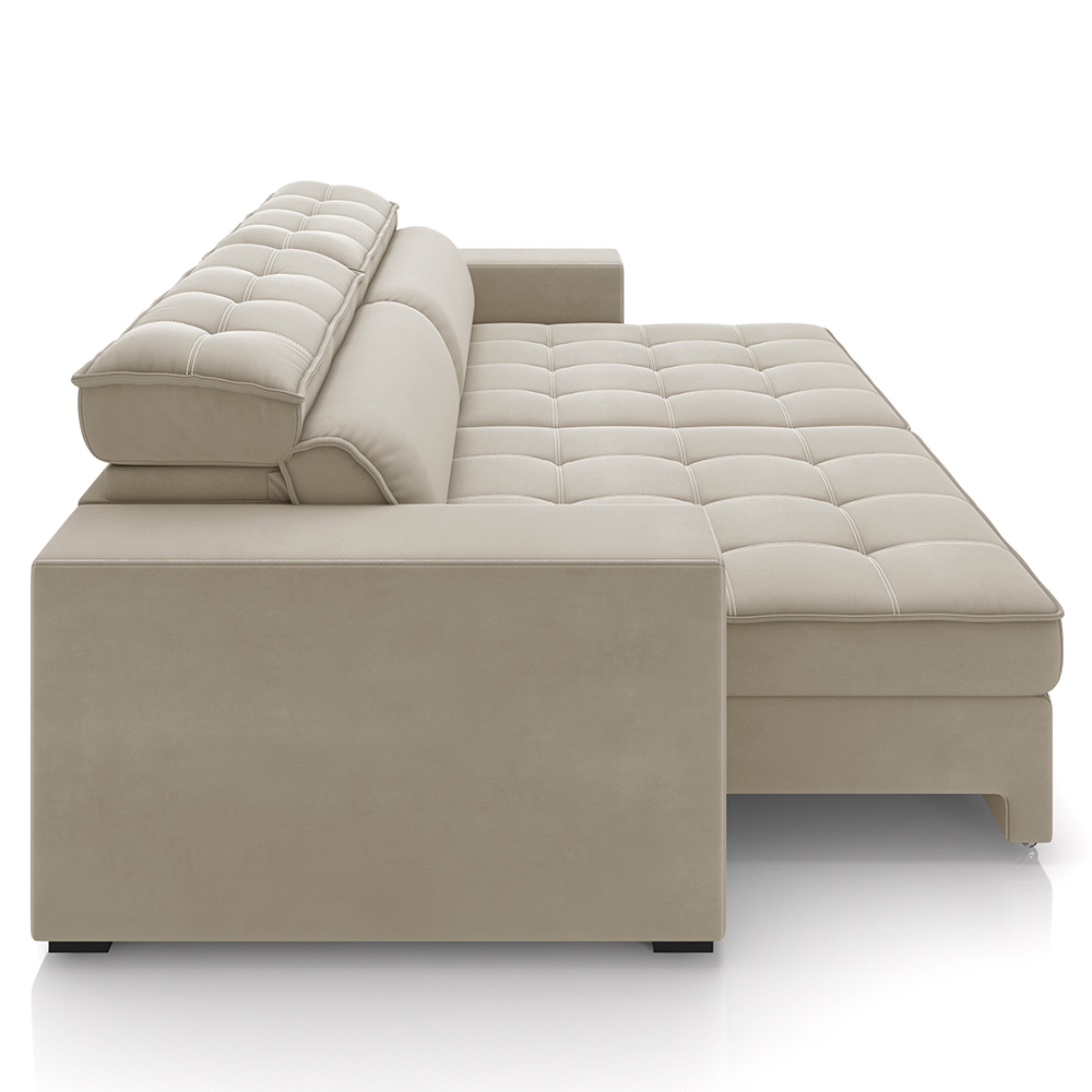 Sofá Retrátil Reclinável 3 Lugares 218cm Vick M22 Suede Bege - Mpozenato