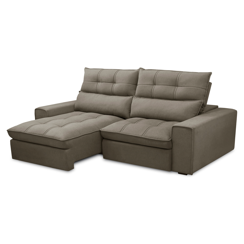 Sofá Retrátil Reclinável 3 Lugares 230cm Damy F05 Veludo Marrom - Mpozenato