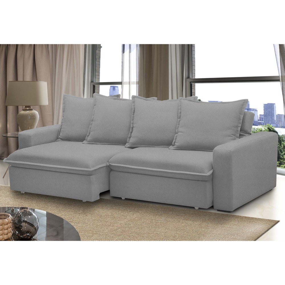 Sofá Retrátil Reclinável 3 Lugares 235cm Roma F05 Veludo Cinza - Mpozenato