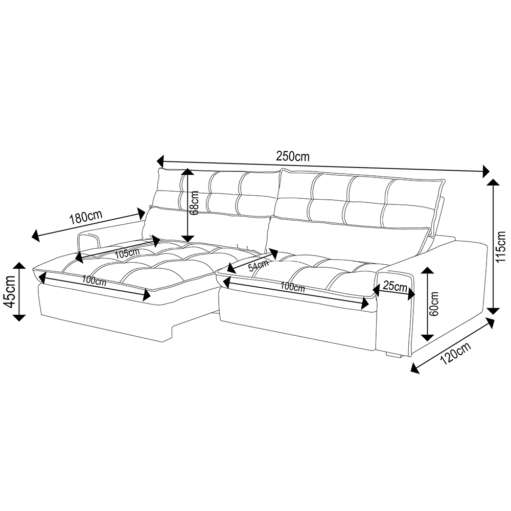 Sofá Retrátil Reclinável 3 Lugares 250cm Damy F05 Veludo Azul - Mpozenato