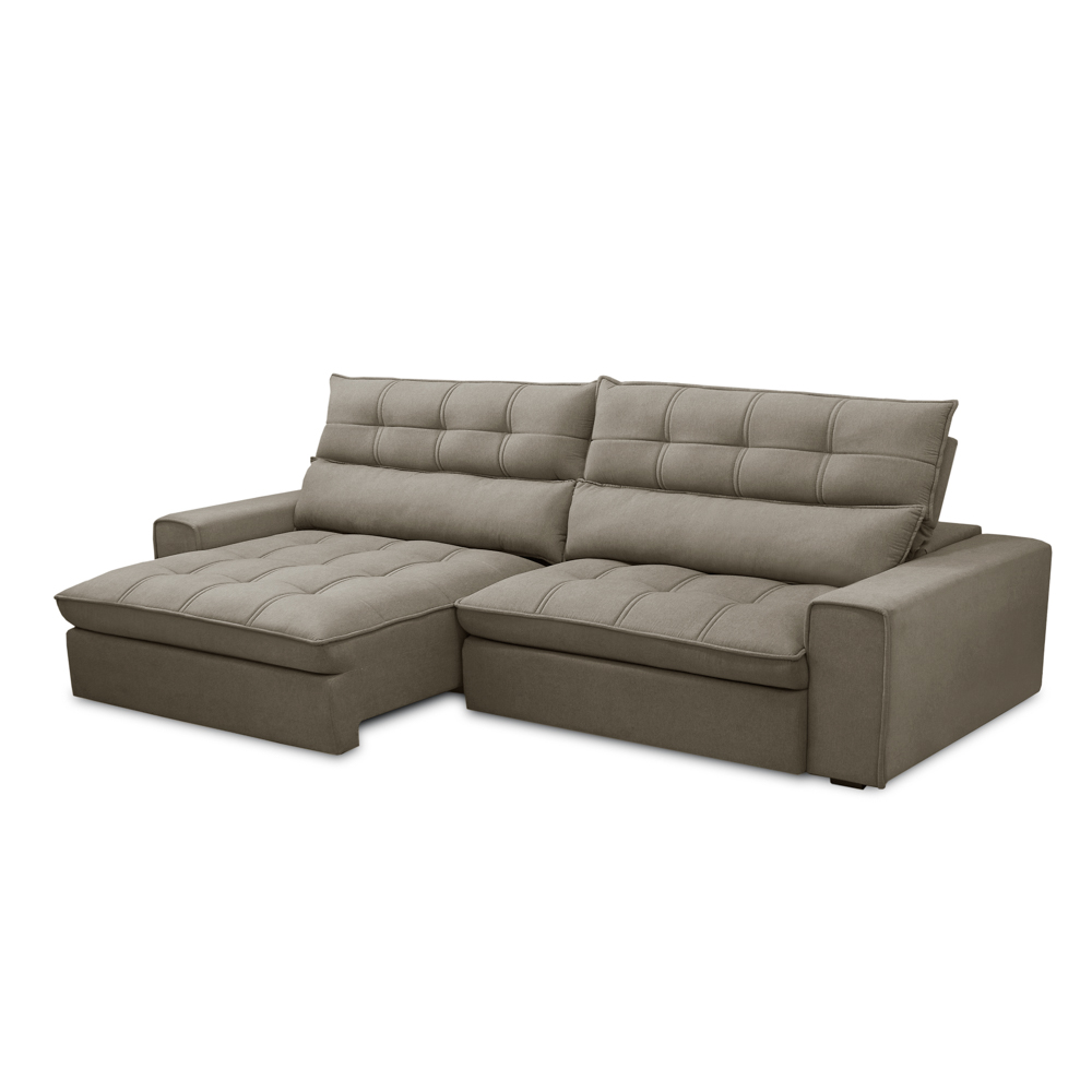 Sofá Retrátil Reclinável 3 Lugares 250cm Damy F05 Veludo Marrom - Mpozenato