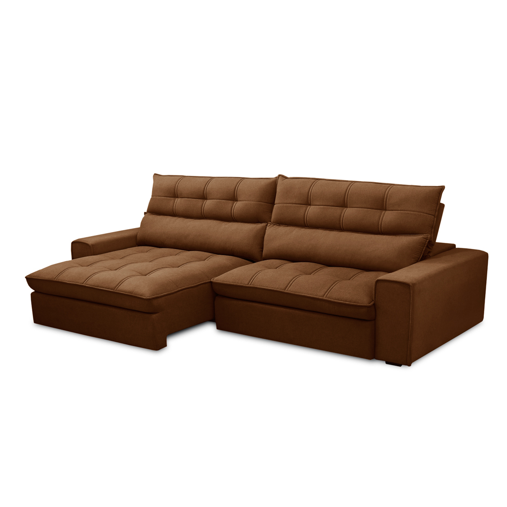 Sofá Retrátil Reclinável 4 Lugares 290cm Damy F05 Veludo Terracota - Mpozenato