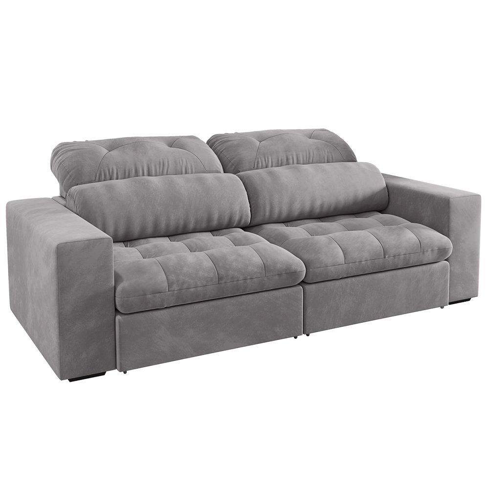 Sofá Retrátil e Reclinável 3 Lugares 200cm Viena A12 Suede Cinza - Mpozenato
