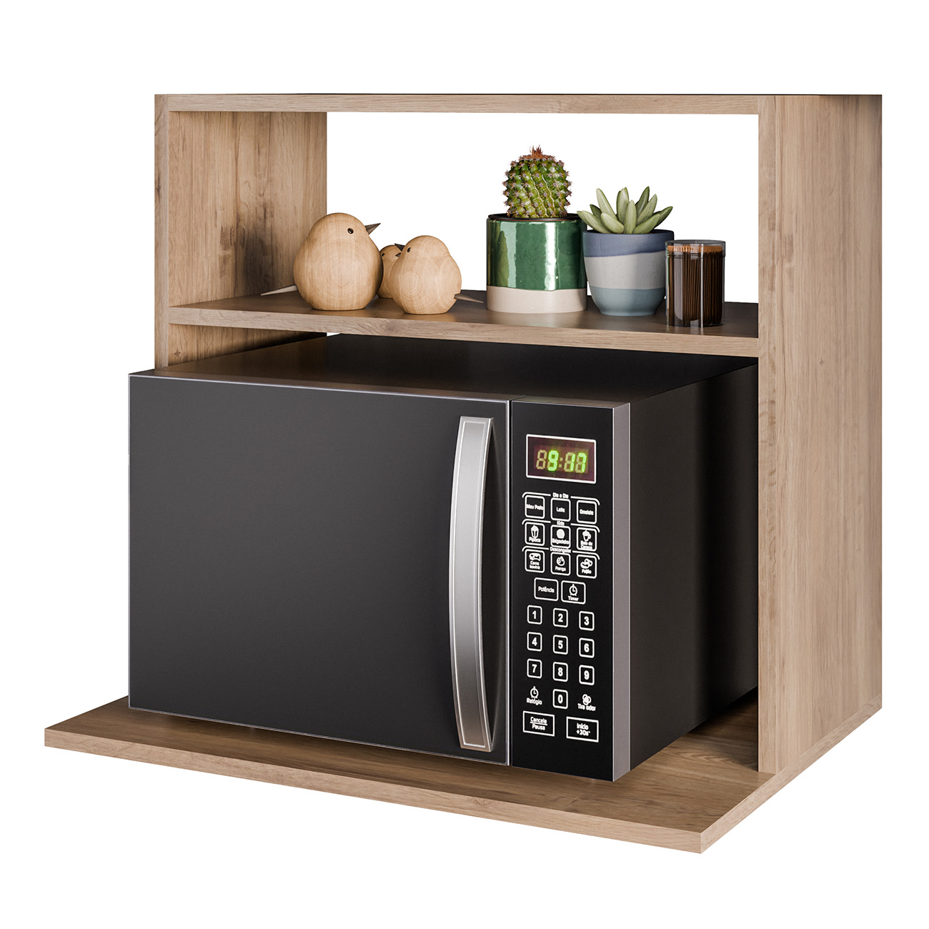 Suporte Micro-Ondas Forno Armário Aéreo 60cm 1 Prateleira Aura Z34 Freijó - Mpozenato