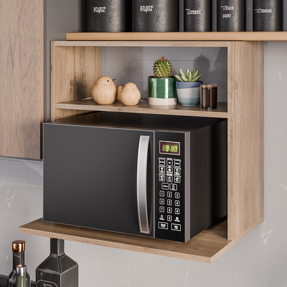 Suporte Micro-Ondas Forno Armário Aéreo 60cm 1 Prateleira Aura Z34 Freijó - Mpozenato
