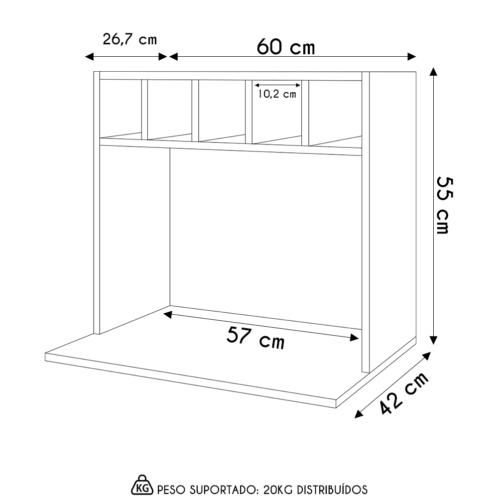 Suporte Micro-Ondas Forno Armário Aéreo com Adega 60cm Lótus M24 Preto - Mpozenato
