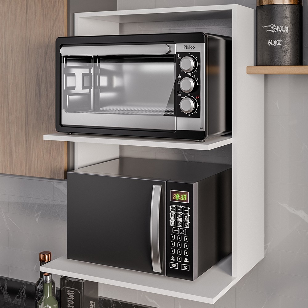 Suporte Micro-Ondas e Forno Armário Aéreo 60cm Turim M24 Branco - Mpozenato