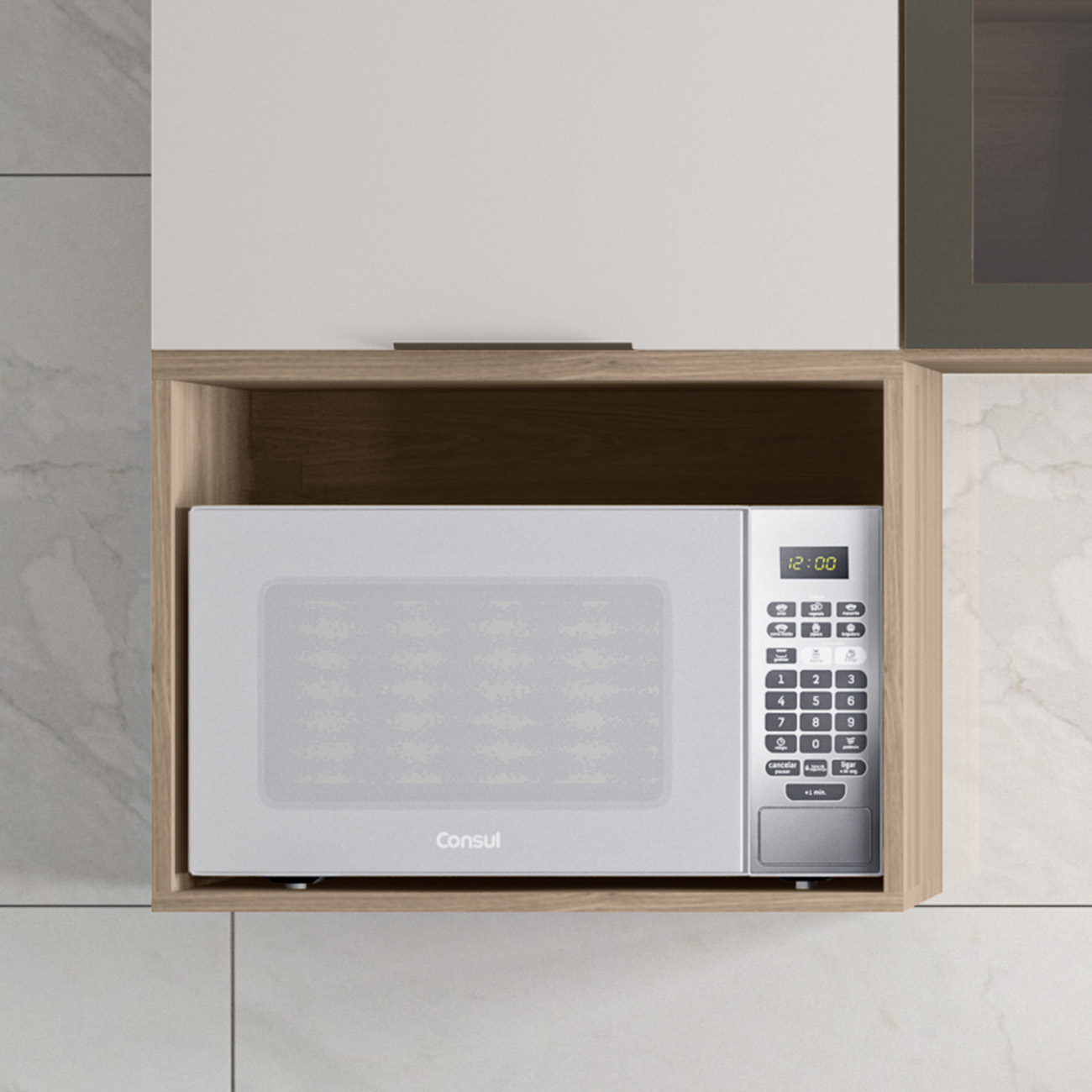 Suporte Micro-ondas Forno 58cm Aéreo Grace Carvalho Oak Z44 - Mpozenato