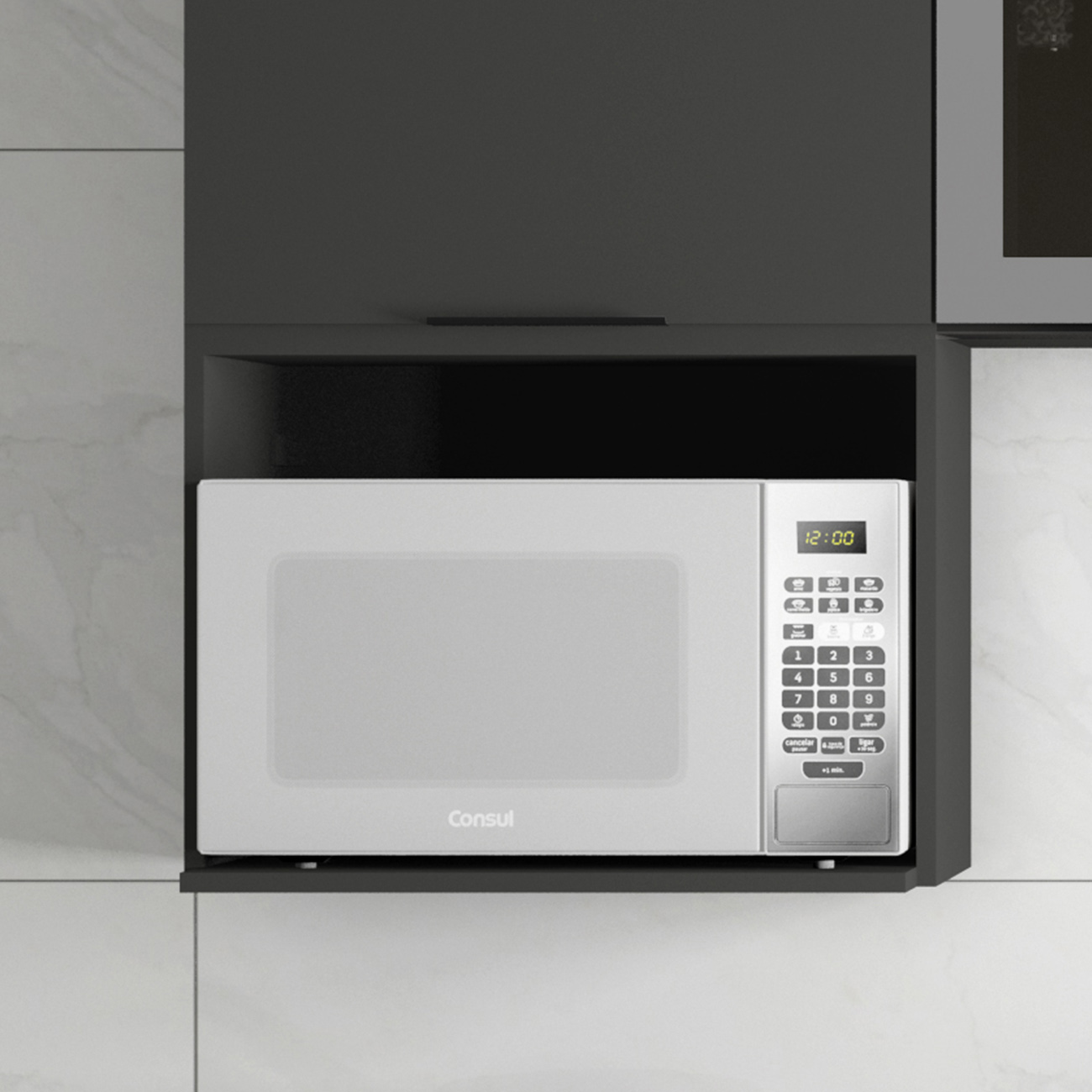 Suporte Micro-ondas Forno 58cm Aéreo Grafite Z44            - Mpozenato