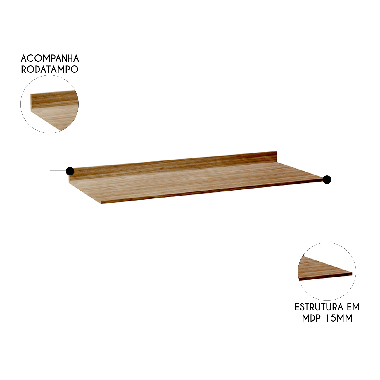 Tampo Para Balcão de Cozinha 98cm MDP Z34 Freijó            - Mpozenato
