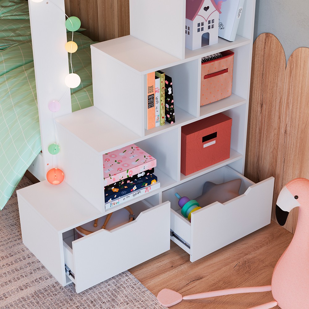Treliche Infantil Com Escada e Nichos Infix C06 Branco - Mpozenato
