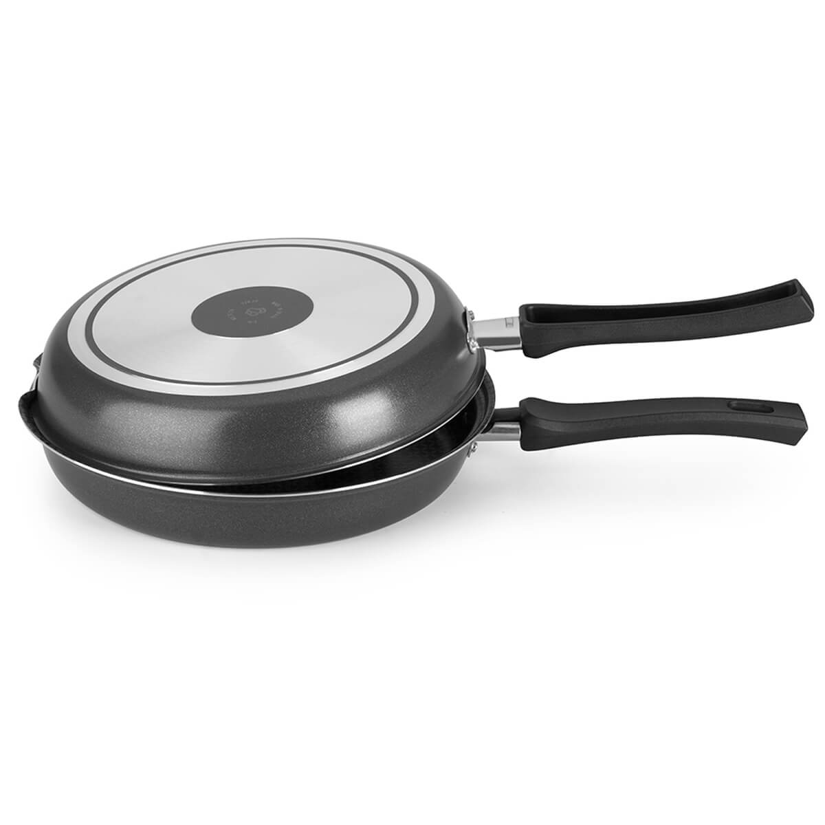 Omeleteira Dupla Frigideira Antiaderente Alumínio 24cm Grafite 3,3 litros Multiflon