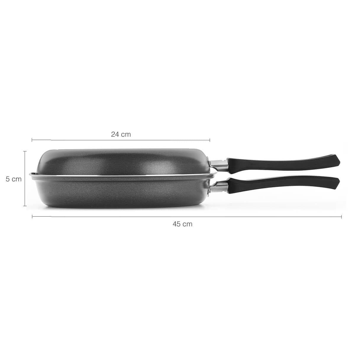 Omeleteira Dupla Frigideira Antiaderente Alumínio 24cm Grafite 3,3 litros Multiflon