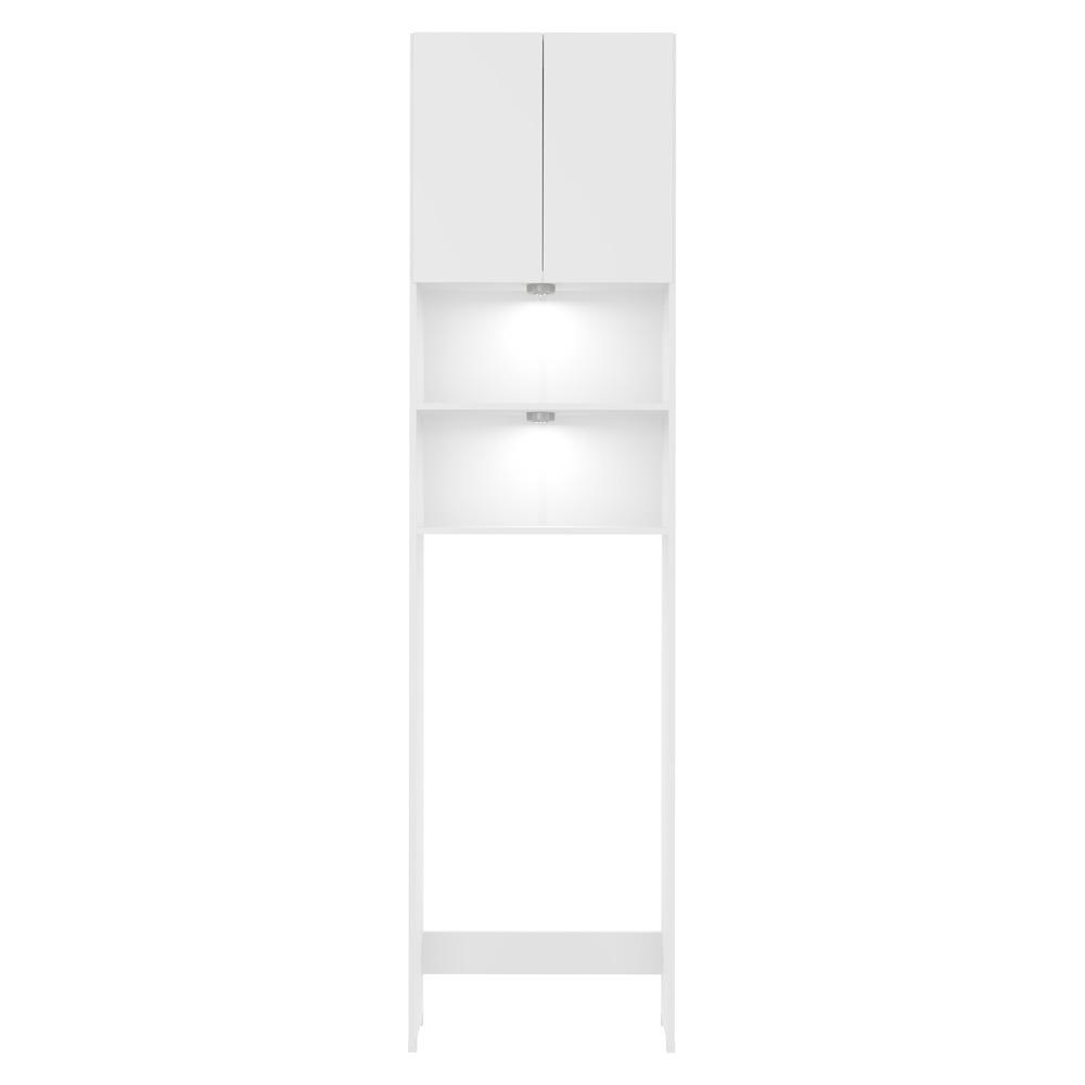 Armário Banheiro com 2 Leds para Vaso Sanitário e 2 portas Multimóveis Branco