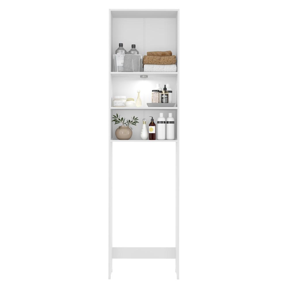  Armário Banheiro com Led para Vaso Sanitário e 2 portas Multimóveis Branco