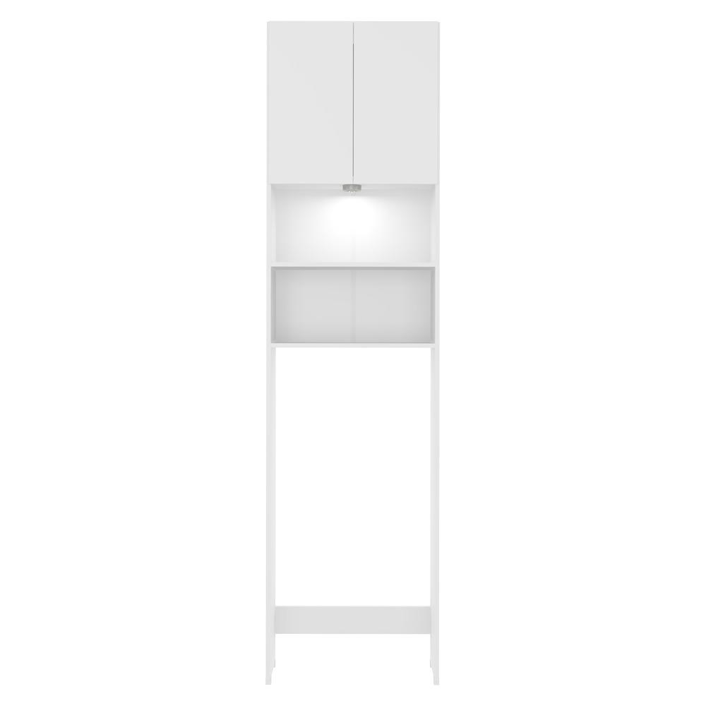  Armário Banheiro com Led para Vaso Sanitário e 2 portas Multimóveis Branco