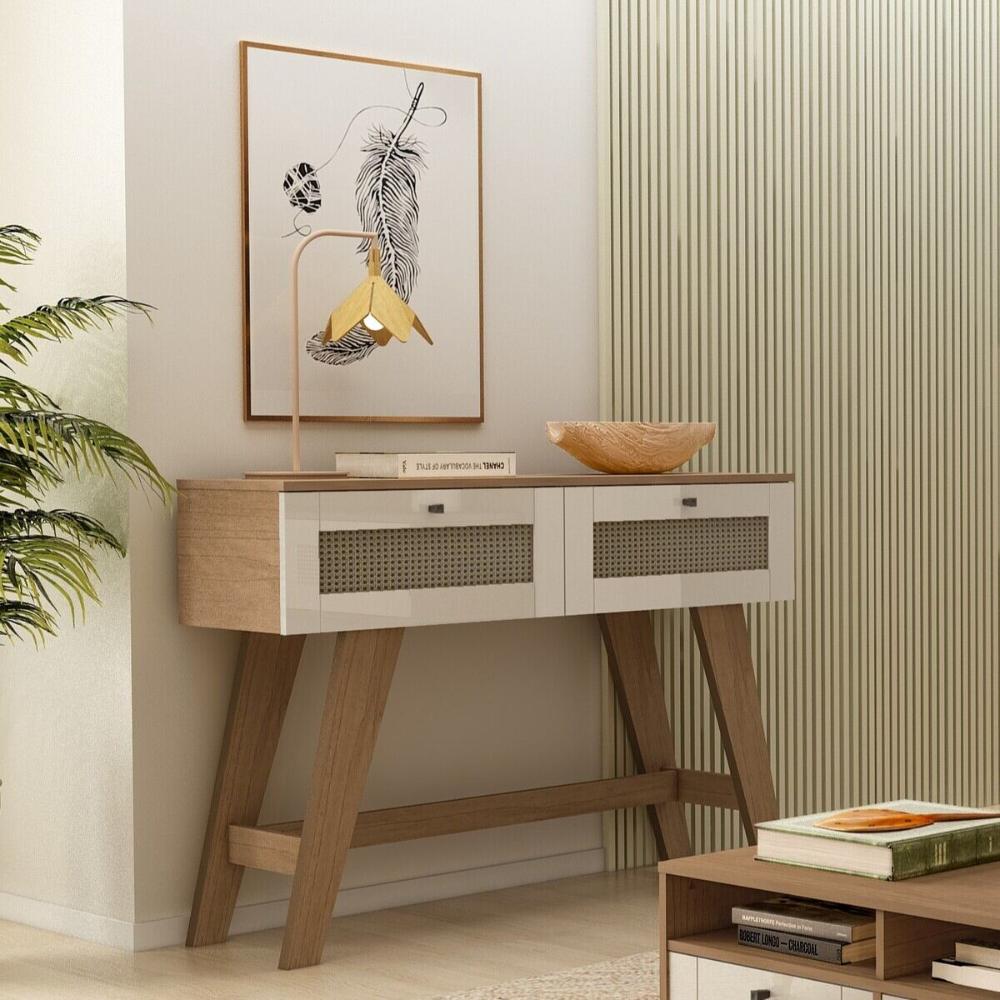 Aparador Buffet 110cm 2 Gavetas Retrô Multimóveis CR50125 Cinamomo/Off White